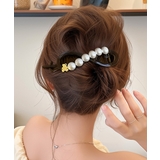 ブラウン系2（ホワイトパール） | バナナクリップ パール 可愛いくま韓国風 | Miniministore