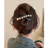 ブラウン系3（ゴールドパール） | バナナクリップ パール 可愛いくま韓国風 | Miniministore