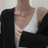 シルバー | チェーンパールネックレス 韓国風首飾り | Miniministore