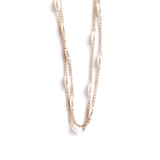 ゴールド | 楕円パール2連チェーンネックレス | monamona