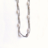 シルバー | 楕円パール2連チェーンネックレス | monamona