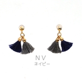 バイカラーミニフリンジピアス タッセル小ぶり ツートン | monamona | 詳細画像5 