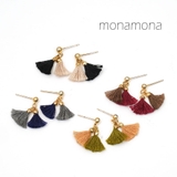 バイカラーミニフリンジピアス タッセル小ぶり ツートン | monamona | 詳細画像1 