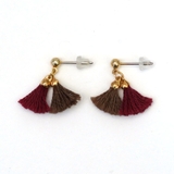 ワイン | バイカラーミニフリンジピアス タッセル小ぶり ツートン | monamona