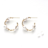 ゴールド | パールフープツイストピアス | monamona