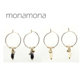 フープ型カットシェル&ビーズ下がりピアス | monamona | 詳細画像1