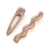 ブラウン | ヘアクリップセット クリアラメ 波型 三角 セットクリップ | monamona