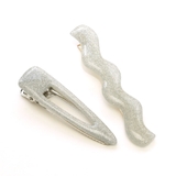 シルバー | ヘアクリップセット クリアラメ 波型 三角 セットクリップ | monamona