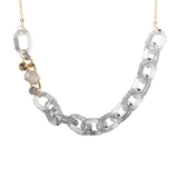 グレー | プラチェーンビジュウ付ショートネックレス クリア系 大人アクセ インパクト | monamona