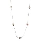 シルバー | 変形パール＆カットビーズステーションネックレス | monamona