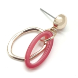 デザインフープコンビピアス 揺れるオーバルメタルフープカジュアルかわいい華奢 大… | monamona | 詳細画像3 