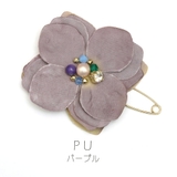 パープル | ブローチ 花 フラワー ビーズ くすみカラー | monamona