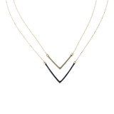 ネイビー | Vパーツ2連ネックレス | monamona