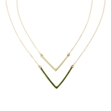 グリーン | Vパーツ2連ネックレス | monamona