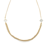 ベージュ | アソート6連チェーンマットひし形紐ネックレス | monamona