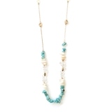 ブルー | さざれ石ロングチェーンネックレス | monamona