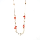 レッド | さざれ石ロングチェーンネックレス | monamona