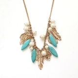 ブルー | フェザーモチーフトルコビーズネックレス | monamona