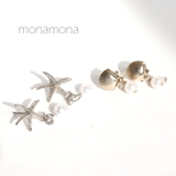 マリンモチーフピアス シェルスターフィッシュゴールドシルバーパール | monamona | 詳細画像1 
