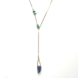 ブルー | Y字ネックレス ゴールドチェーン トルコクリスタル | monamona