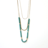 ブルー | 3連ロングチェーントルコビーズネックレス | monamona