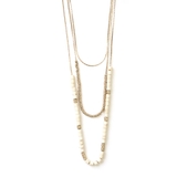 ホワイト | 3連ロングチェーントルコビーズネックレス | monamona