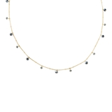 ネイビー | ガラスビーズキラキラ下がりネックレス | monamona