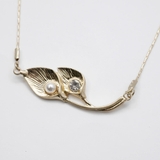 ゴールド | リーフモチーフネックレス パールストーンシンプル シルバーゴールド | monamona