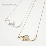 リーフモチーフネックレス パールストーンシンプル シルバーゴールド | monamona | 詳細画像1 