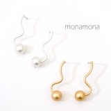 ピアス ドロップデザイン マットカラー シルバー ゴールド | monamona | 詳細画像1 