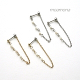 淡水パールチェーンピアス3粒タイプ | monamona | 詳細画像1 