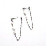 淡水パールチェーンピアス3粒タイプ | monamona | 詳細画像8 