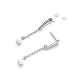シルバー | ピアス淡水パール下がりデザイン | monamona
