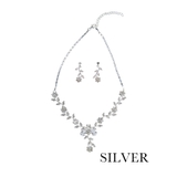 シルバー | フラワーリーフモチーフネックレス＆ピアスセット アクセサリーセット | Retica