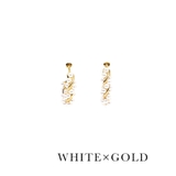 ホワイト×ゴールド | ねじれゴールド×パールフープピアス パーティードレス小物 アクセサリー | Retica