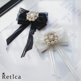 ビジューパールパーツ×ビッグリボンブローチ 韓国アクセサリー パーティードレス小物 | Retica | 詳細画像1 