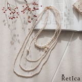 大小４連パールフォーマルデザインロングネックレス 韓国アクセサリー パーティード… | Retica | 詳細画像1 