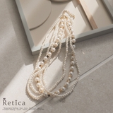 多重大小パール×ゴールドネックレス 韓国アクセ パーティードレス小物 | Retica | 詳細画像1 