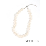 ホワイト | 大小パールショートネックレス パールネックレス 結婚式アクセサリー | Retica