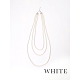 ホワイト | 3連小粒パールロングネックレス パーティードレス小物 ファッション小物 | Retica