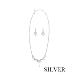 シルバー | マーキスカットビジューネックレス＆ピアスセット アクセサリーセット | Retica