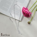 シルバー×Yラインビジューピアス&ネックレス パーティードレス小物 スーツ小物 | Retica | 詳細画像1