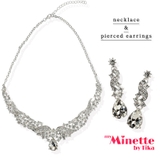 ゴージャスビジューツイストデザインドロップピアス&ネックレス アクセサリーセット | my minette | 詳細画像1