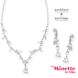 リーフ×フラワーモチーフドロップビジューネックレス&イヤリングセット | my minette | 詳細画像1