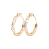 シャンパンゴールド | ピアス 金属アレルギー対応 つけっぱなし フープ ダイヤ 18k シルバー | Noelmarket