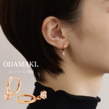 ピンクゴールド | ピアス 金属アレルギー対応 つけっぱなし ダイヤ フープ 18k 小さめ | Noelmarket