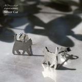 ピアス 金属アレルギー対応 つけっぱなし ねこ 18k シルバー | Noelmarket | 詳細画像1