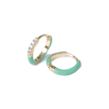 グリーン | ピアス 金属アレルギー対応 つけっぱなし フープ シンプル 18k シルバー | Noelmarket
