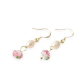 ピンク | ピアス 金属アレルギー対応 つけっぱなし 小ぶり ガラス 18k シルバー | Noelmarket