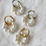 ピアス 金属アレルギー対応 つけっぱなし フープ パール 18k シルバー | Noelmarket | 詳細画像13